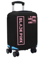 Чехол на чемодан S - Black Pink черный №1