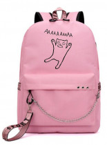Рюкзак с Котиком розовый с цепью №4