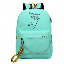 Рюкзак с Котиком бирюзовый с цепью №4