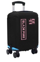 Чехол на чемодан L - Black Pink черный №1