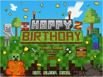 Плакат для дня рождения - Майнкрафт 150x100см