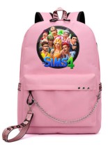 Рюкзак Персонажи Симс (The Sims) розовый с цепью №2