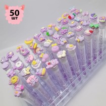 Набор щеточек для ресниц и бровей в колбе 50 шт (фиолетовые)