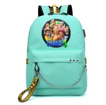 Рюкзак Персонажи Симс (The Sims) бирюзовый с цепью №2