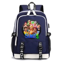 Рюкзак Персонажи Симс (The Sims) синий с USB-портом №2