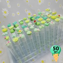 Набор щеточек для ресниц и бровей в колбе 50 шт (зеленые)