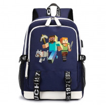 Рюкзак Майнкрафт (Minecraft) синий с USB-портом №2