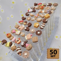 Набор щеточек для ресниц и бровей в колбе "милые сладости" 50 шт