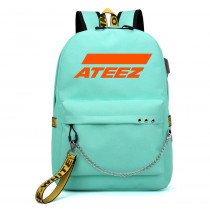 Рюкзак Атиз (Ateez) бирюзовый с цепью №1