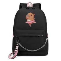 Рюкзак Капибара балерина (Capybara) черный с цепью №5