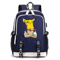 Рюкзак Эш и Пикачу (Pokemon) синий с USB-портом №8