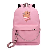 Рюкзак Капибара балерина (Capybara) розовый с цепью №5