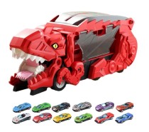 Набор грузовик динозавр + 12 машинок - Dino Truck (красный)