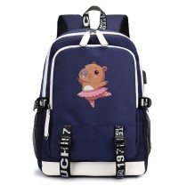 Рюкзак Капибара балерина (Capybara) синий с USB-портом №5