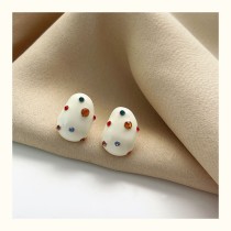 Серёжки Белая фасоль - застёжка клипса