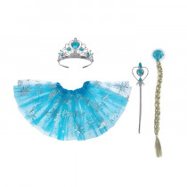 Карнавальный набор "Снежная королева", 4 предмета: коса, жезл, корона, юбка двухслойная, 3-5 лет