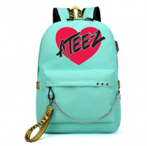 Рюкзак Атиз (Ateez) бирюзовый с цепью №3