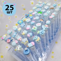 Набор щеточек для ресниц и бровей в колбе 25 шт (голубые)