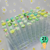 Набор щеточек для ресниц и бровей в колбе 25 шт (зеленые)