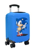 Чехол на чемодан M - Соник (Sonic) синий №2