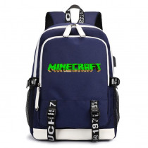 Рюкзак Майнкрафт (Minecraft) синий с USB-портом №3