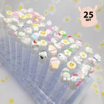 Набор щеточек для ресниц и бровей в колбе c милыми зверюшками 25 шт