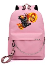 Рюкзак Призрачный гонщик (Ghost Rider) розовый с цепью №3