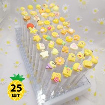 Набор щеточек для ресниц и бровей в колбе 25 шт (желтые)