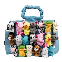 Холщовая сумка-тоут с плюшевыми игрушками (голубая)