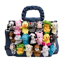 Холщовая сумка-тоут с плюшевыми игрушками (синяя)