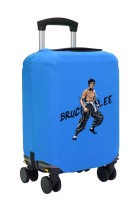 Чехол на чемодан M - Брюс Ли (Bruce Lee) синий №1