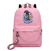 Рюкзак персонажи из аниме (Demon slayer) розовый с цепью №1