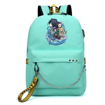 Рюкзак персонажи из аниме (Demon slayer) бирюзовый с цепью №1