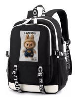 Рюкзак Лабубу в пакете (Labubu) черный с USB-портом №1
