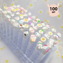 Набор щеточек для ресниц и бровей в колбе c милыми зверюшками 100 шт