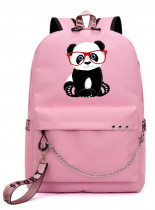 Рюкзак с Пандой розовый с цепью №3
