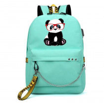 Рюкзак с Пандой бирюзовый с цепью №3