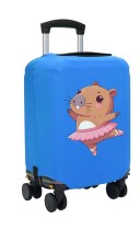 Чехол на чемодан M - Капибара балерина (Capybara) синий №2