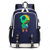 Рюкзак Леон Браво Старс (Brawl Stars) синий с USB-портом №4