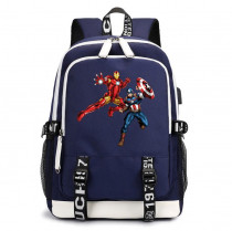 Рюкзак Железный человек и Капитан Америка (Avengers) синий с USB-портом №7
