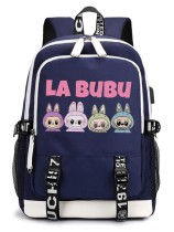 Рюкзак Лабубу (Labubu) синий с USB-портом №2