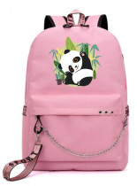 Рюкзак с Пандой розовый с цепью №4