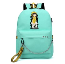 Рюкзак Девочка в жёлтом (Little Nightmares) бирюзовый с цепью №1