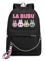 Рюкзак Лабубу (Labubu) черный с цепью USB-портом №2