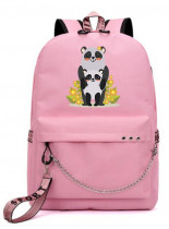 Рюкзак с Пандами розовый с цепью №5