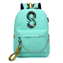 Рюкзак логотип Кайдзю №8 (Kaiju 8) бирюзовый с цепью №3