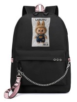 Рюкзак Лабубу в пакете (Labubu) черный с цепью USB-портом №1