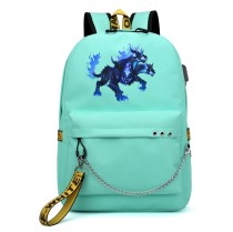 Рюкзак трёхглавый Цербер (Solo Leveling) бирюзовый с цепью №6