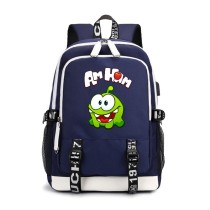 Рюкзак Ам Ням (Om Nom) синий с USB-портом №1