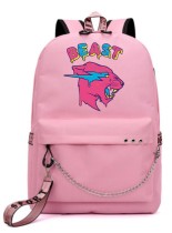 Рюкзак Мистер Бист (MrBeast) розовый с цепью №1